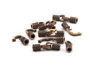 Leather Hook Caps, Oxidised Bronze  Leather Cord Ends, Hook Ends for 3mm Leather Cord (16.5x13x5mm) N0312
