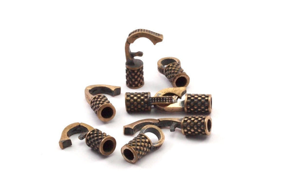 Leather Hook Caps, Oxidised Bronze  Leather Cord Ends, Hook Ends for 3mm Leather Cord (16.5x13x5mm) N0312