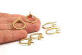 Claw Ring Setting, Raw Brass 6.35mm Ring Settings with 3 Claws, Ring Blanks N0104-17.5