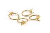 Claw Ring Setting, Raw Brass 6.35mm Ring Settings with 3 Claws, Ring Blanks N0104-17.5