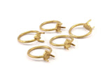 Claw Ring Setting, Raw Brass 6.35mm Ring Settings with 3 Claws, Ring Blanks N0104-16