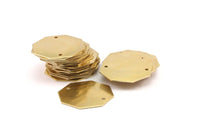 Brass Honeycomb Blank, 8 Raw Brass Hexagon Stamping Blanks with 2 Holes (30x0.80mm)   N0520