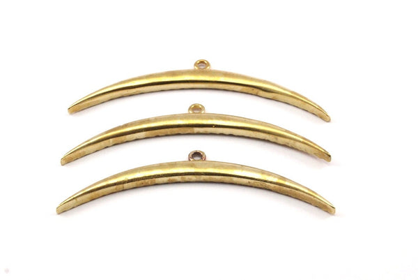 Brass Crescent Pendant, Raw Brass Textured Wide Crescent Moon Necklace Pendants, Charms (54x4.5x2.7mm) N0523
