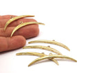 Brass Moon Charm, Raw Brass Textured Wide Crescent Moon Necklace Pendants, Charms (53x4x2.6mm)  N0522