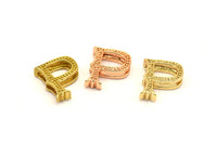 3 Letter Pendants, 3 Brass Letter Alphabets, Rose Gold and Gold Finish Options, Uppercase, Letter Initial Pendant for Personalized Necklaces