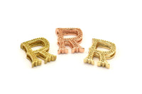3 Letter Pendants, 3 Brass Letter Alphabets, Rose Gold and Gold Finish Options, Uppercase, Letter Initial Pendant for Personalized Necklaces