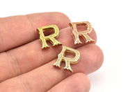 3 Letter Pendants, 3 Brass Letter Alphabets, Rose Gold and Gold Finish Options, Uppercase, Letter Initial Pendant for Personalized Necklaces