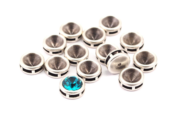 Ss24, ss25 Ayarı, 12 Antik Gümüş Kaplamalı Swarovski Taşlı Yapıştırma Ayarı (8,4x3 mm) B-6