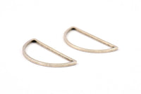 Pirinç Yarım Ay - 24 Antik Gümüş Kaplama Pirinç Yarım Daire Bağlantı Elemanı (15x30x1mm) D0011 H0104