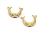 Brass Moon Charm, 3 Raw Brass Textured Horn Charms, Pendant, Jewelry Finding (19x6x4.40mm) N0168