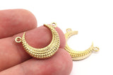 Brass Moon Charm, 3 Raw Brass Textured Horn Charms, Pendant, Jewelry Finding (19x6x4.40mm) N0168