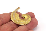 Brass Feather Charms, 2 Raw Brass Feather Charms, Feather Pendants (38x32mm) N0184