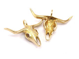 Ox Head Skull Pendant, Raw Brass Ox Head Skull Charms, Pendants (38x29mm) N0151