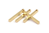 Tiny Bar Pendant, 12 Raw Brass Bars, Necklace, Earring Findings (3x3x30mm) D0240