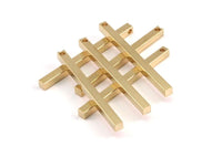Tiny Necklace Bar, 12 Raw Brass Bars, Necklace, Earring Findings (3x3x40mm) D0243