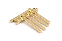 Tiny Necklace Bar, 12 Raw Brass Bars, Necklace, Earring Findings (3x3x40mm) D0243