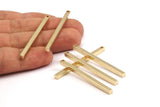 Tiny Necklace Bar, 12 Raw Brass Bars, Necklace, Earring Findings (3x3x50mm) D0244