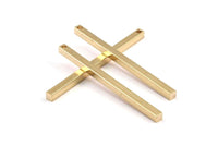 Tiny Necklace Bar, 12 Raw Brass Bars, Necklace, Earring Findings (3x3x50mm) D0244