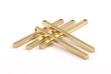 Tiny Necklace Bar, 12 Raw Brass Bars, Necklace, Earring Findings (3x3x50mm) D0244