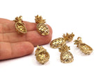 Brass Pineapple Pendant - Raw Brass Pineapple Pendants (30x13.4x6.3mm) N0250
