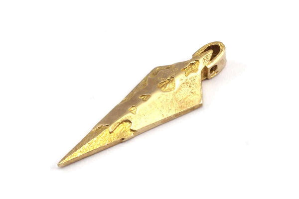 Stone Age Knife - Raw Brass Stone Age Knife Pendant (43x14mm) N0263