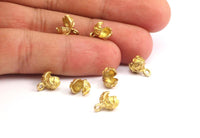 Textured Cord End, 10 Raw Brass End Caps For Lether Cord Cotton Ends (6mm) N0374