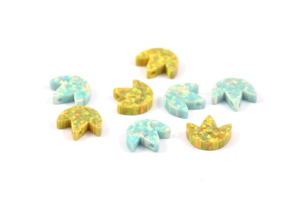 Tiny Opal Lotus, Lotus Charm, 1 PC Flower Beads, Charms, (10x9mm)  F018