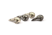 Tiny Bird Skull, 3 Brass Black Plated, Nickel Free Plated, Choose Finish, Bird Skull Pendants (25x12x11mm) N0484