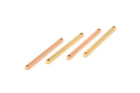 Tiny Gold-Rose Gold Bar, 8 Gold-Rose Gold Plated Bar Charms with 2 Hole  (40x2x2mm) A0838 Q0122