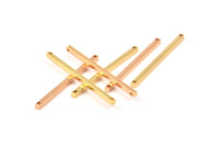 Tiny Gold-Rose Gold Bar, 8 Gold-Rose Gold Plated Bar Charms with 2 Hole  (40x2x2mm) A0838 Q0122