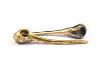 Bronze Skull Pendant, 2 Solid Bronze and Oxidized Bronze Bird Skull Pendant (52x10mm) N0342