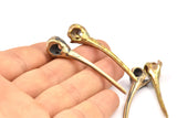 Bronze Skull Pendant, 2 Solid Bronze and Oxidized Bronze Bird Skull Pendant (52x10mm) N0342