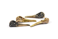 Bronz Kuş Kafatası, 1 Katı Bronz ve Oksitlenmiş Bronz Kuş Kafatası Kolye Ucu, 1 Döngü (34x10x9mm) N0346