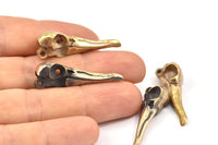 Bronz Kuş Kafatası, 1 Katı Bronz ve Oksitlenmiş Bronz Kuş Kafatası Kolye Ucu, 1 Döngü (34x10x9mm) N0346