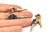 Bronz Kuş Kafatası, 1 Katı Bronz ve Oksitlenmiş Bronz Kuş Kafatası Kolye Ucu, 1 Döngü (34x10x9mm) N0346