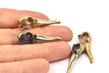 Bronz Kuş Kafatası, 1 Halkalı 2 Katı Bronz ve Oksitlenmiş Bronz Kuş Kafatası Kolye (34x10x9mm) N0346