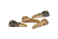 Bronz Uzun Burunlu Kuş, 1 Katı Bronz ve Oksitlenmiş Bronz Kuş Kafatası Kolye (27x10x8mm) N0345