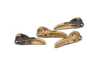 Bronz Uzun Burunlu Kuş, 2 Katı Bronz ve Oksitlenmiş Bronz Kuş Kafatası Kolye (27x10x8mm) N0345
