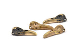 Bronz Uzun Burunlu Kuş, 1 Katı Bronz ve Oksitlenmiş Bronz Kuş Kafatası Kolye (27x10x8mm) N0345