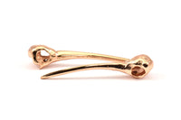 Rose Gold Long Nose Bird, 1 Rose Gold Plated Brass Bird Skull Pendant (52x10mm) N0494