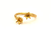 Adjustable Prong Settings - 4 Raw Brass 6 Claw Ring Blanks with 2 Prong Settings  - Pad Size 5mm N0329