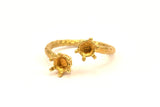 Adjustable Prong Settings - 4 Raw Brass 6 Claw Ring Blanks with 2 Prong Settings  - Pad Size 5mm N0329
