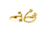 Adjustable Ring Settings - 2 Raw Brass 4 Claw Ring Blanks - Pad Size 4mm N0323