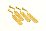 Brass Bar Pendant, 2 Raw Brass Textured Pendant with 1 Loop and Rectangle Blank (52x8mm) N0405