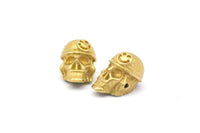 Brass Pirate Finding, 2 Raw Brass Skull Head Bracelet Parts (17x12x11mm) N0423