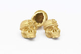 Brass Pirate Finding, 2 Raw Brass Skull Head Bracelet Parts (17x12x11mm) N0423