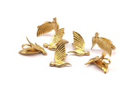 Tiny Bird Charm, Raw Brass Bird Necklace Pendants (13x10mm) N0429