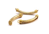 Brass Bracelet Connector, 2 Brass Bracelet Parts for Leather Cord 5.5mm Channel for Leather Cord  (56x7x6mm) N0398