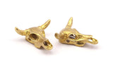 Huge Ox Pendant, Raw Brass Large Ox Head Skull Charms, Pendants (28x26mm) N0403