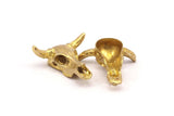 Huge Ox Pendant, Raw Brass Large Ox Head Skull Charms, Pendants (28x26mm) N0403